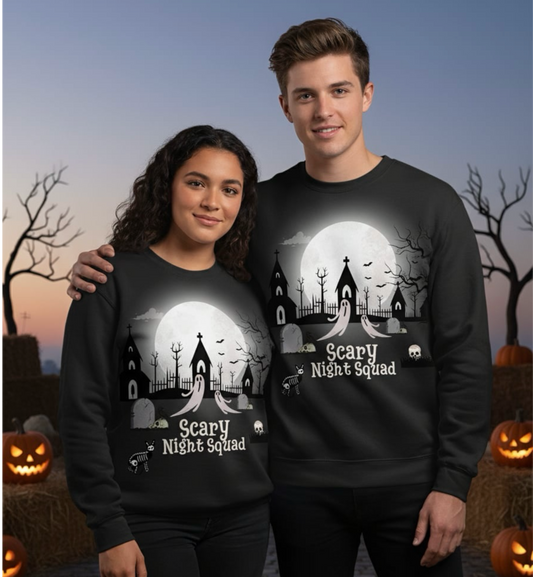 Scary Night Squad Halloween 55- Adult Sweatshirt
