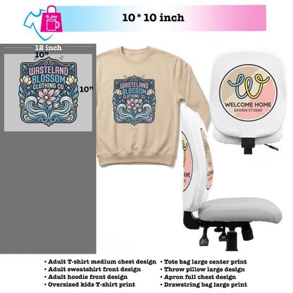 DTF Transfer By Size. Print No Press
