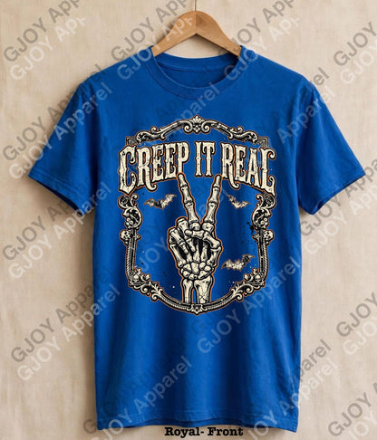 Halloween (103) Creep it Real- Adult Vintage Stylish Acid Wash Unisex Oversized Graphic Tee |Youth Gildan| Adult Gildan