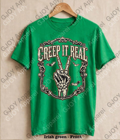 Halloween (103) Creep it Real- Adult Vintage Stylish Acid Wash Unisex Oversized Graphic Tee |Youth Gildan| Adult Gildan