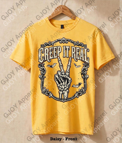 Halloween (103) Creep it Real- Adult Vintage Stylish Acid Wash Unisex Oversized Graphic Tee |Youth Gildan| Adult Gildan