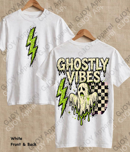 Halloween 104 Ghostly Vibes - Adult Vintage Stylish Acid Wash Unisex Oversized Graphic Tee |Youth Gildan| Adult Gildan