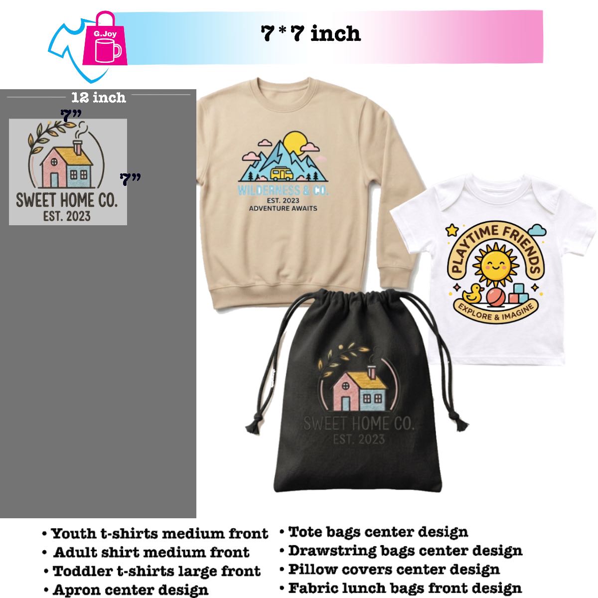 DTF Transfer By Size. Print No Press