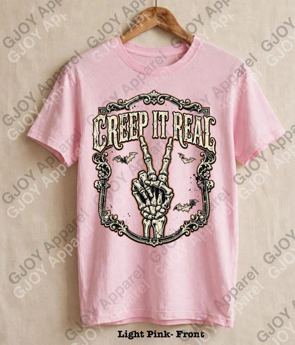 Halloween (103) Creep it Real- Adult Vintage Stylish Acid Wash Unisex Oversized Graphic Tee |Youth Gildan| Adult Gildan