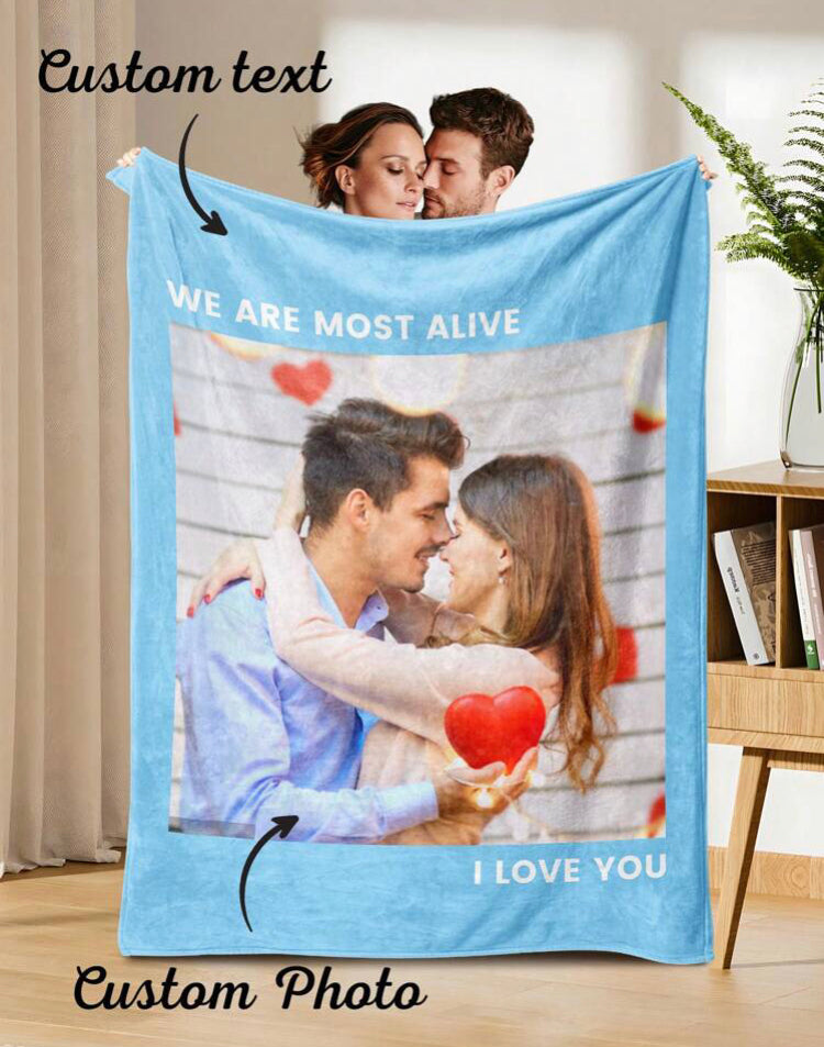 Customized blanket one photo and text