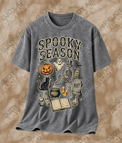 Halloween (107) Spooky Season  - Vintage Acid Wash T-Shirt | Stylish Unisex Oversized Graphic Tee |Youth Gildan| Adult Gildan