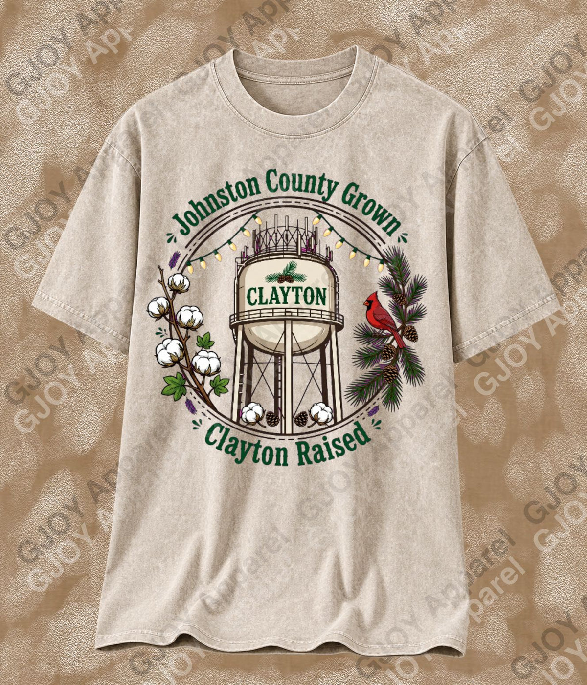 Johnston County Crown Vintage Acid Wash T-Shirt | NC Clayton Raised Unisex Oversized Graphic Tee