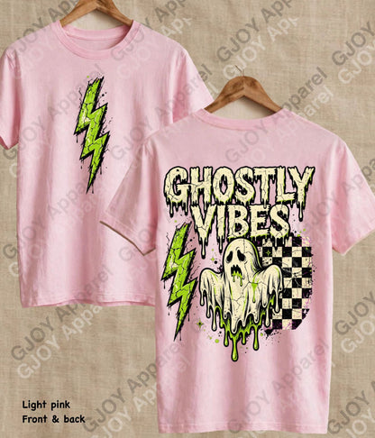 Halloween 104 Ghostly Vibes - Adult Vintage Stylish Acid Wash Unisex Oversized Graphic Tee |Youth Gildan| Adult Gildan