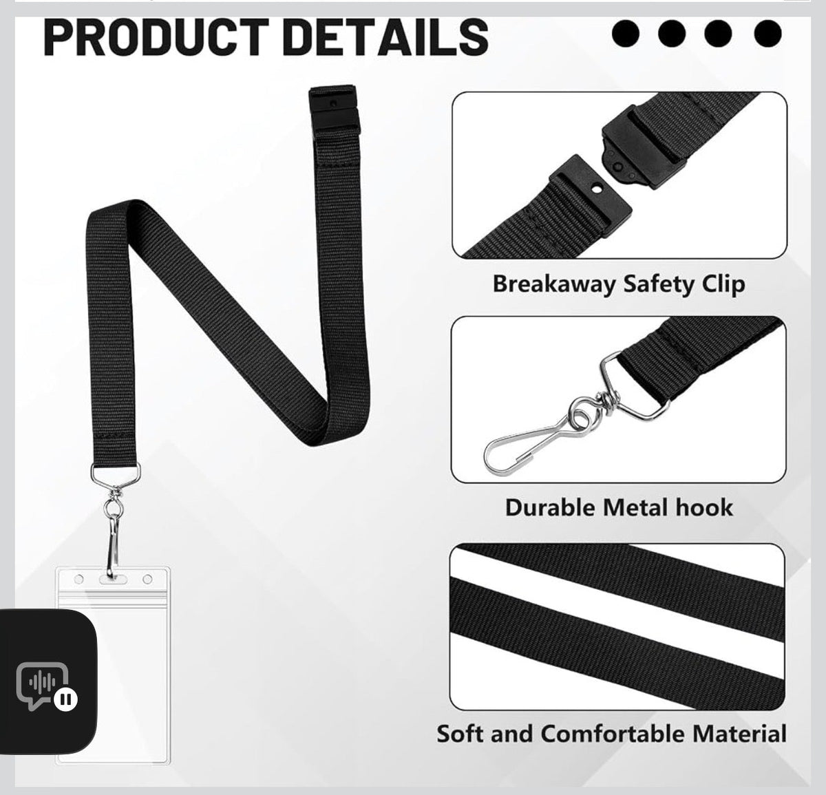 Custom Bulk Black Breakaway Lanyards with Waterproof Badge Holders, Polyester Neck Straps for ID Cards, Events, Office, and Schools