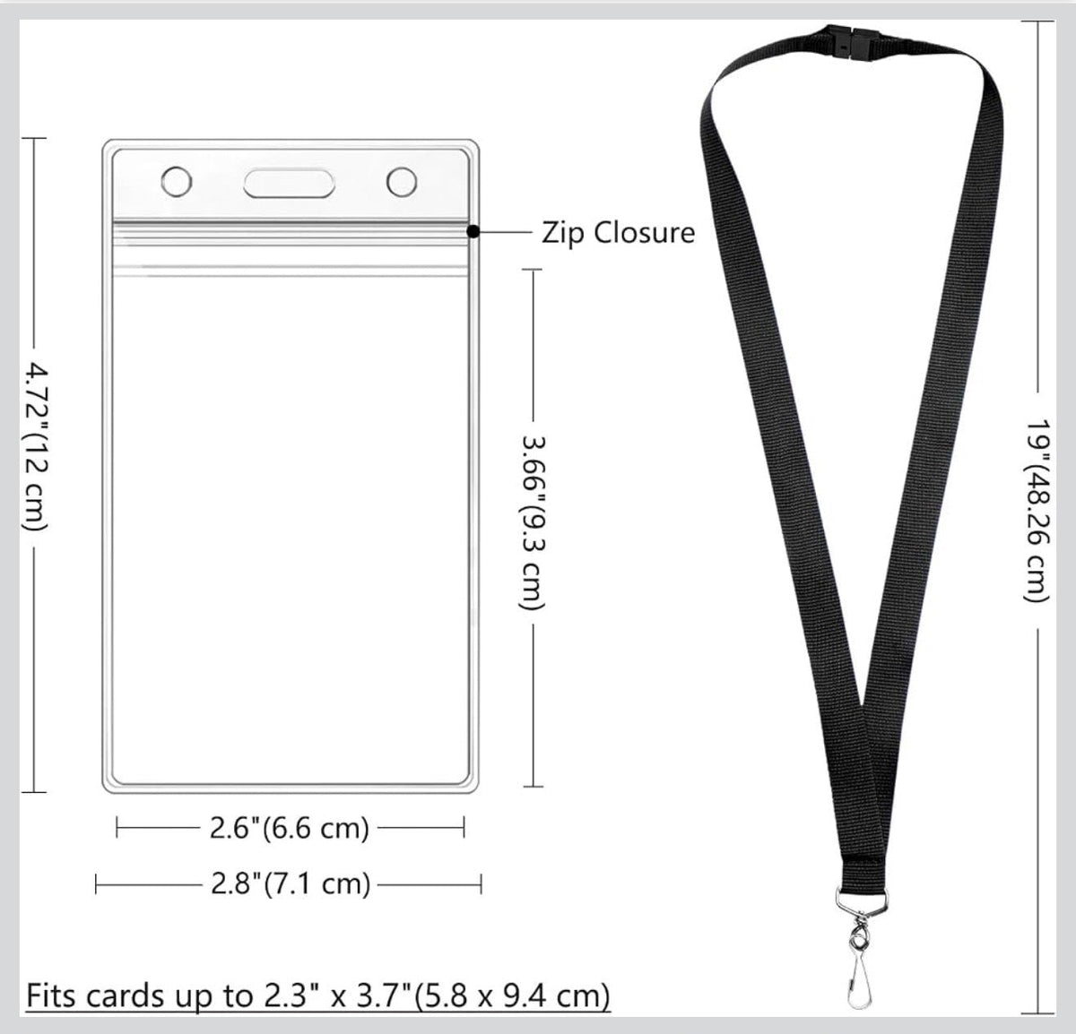 Custom Bulk Black Breakaway Lanyards with Waterproof Badge Holders, Polyester Neck Straps for ID Cards, Events, Office, and Schools