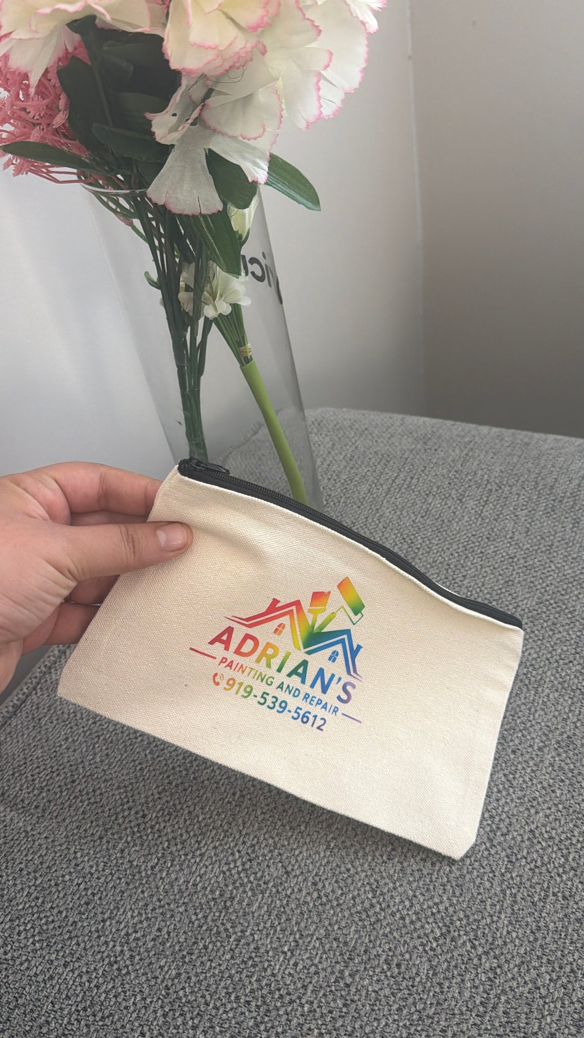Personalized Canvas Zipper Storage Case – Custom Printed, Multi-Purpose Pouch - Teacher Gift