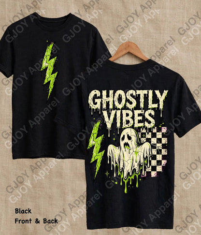 Halloween 104 Ghostly Vibes - Adult Vintage Stylish Acid Wash Unisex Oversized Graphic Tee |Youth Gildan| Adult Gildan