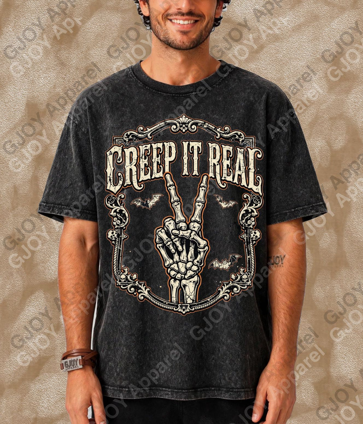 Halloween (103) Creep it Real- Adult Vintage Stylish Acid Wash Unisex Oversized Graphic Tee |Youth Gildan| Adult Gildan