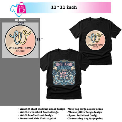 DTF Transfer By Size. Print No Press