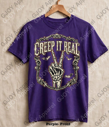 Halloween (103) Creep it Real- Adult Vintage Stylish Acid Wash Unisex Oversized Graphic Tee |Youth Gildan| Adult Gildan