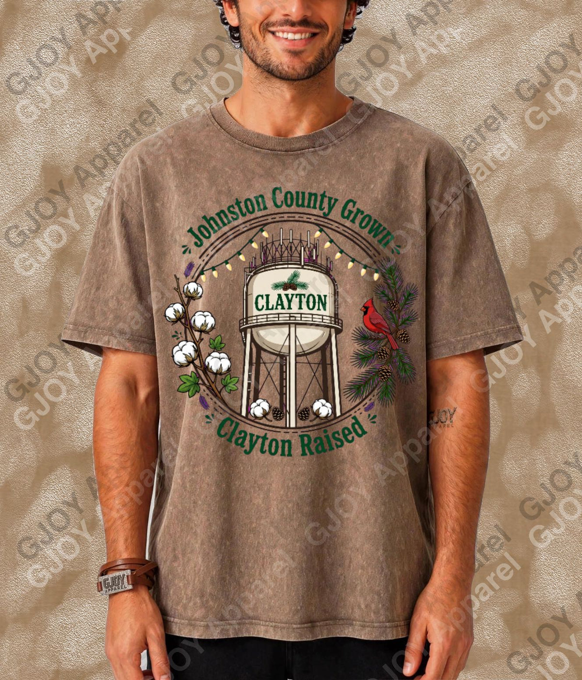 Johnston County Crown Vintage Acid Wash T-Shirt | NC Clayton Raised Unisex Oversized Graphic Tee