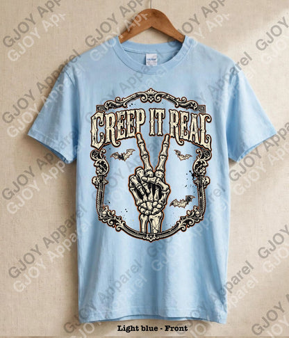 Halloween (103) Creep it Real- Adult Vintage Stylish Acid Wash Unisex Oversized Graphic Tee |Youth Gildan| Adult Gildan