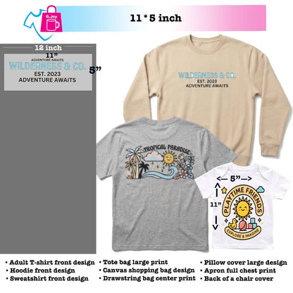 DTF Transfer By Size. Print No Press