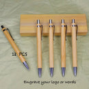 Personalized 12PCS Bamboo Pen Set Fashion Pen Clip Press Bamboo Wood Ballpoint