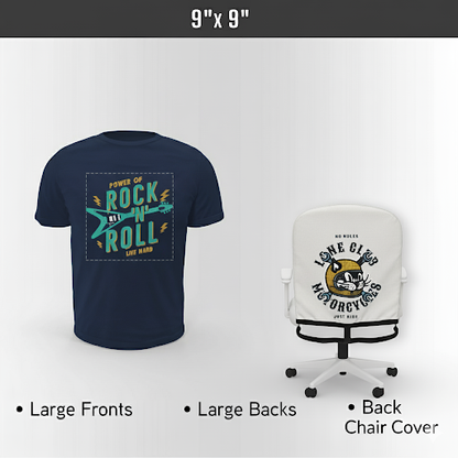 Personalized navy blue t-shirt with graphic design and Personalized white office chair with cat design on a white background