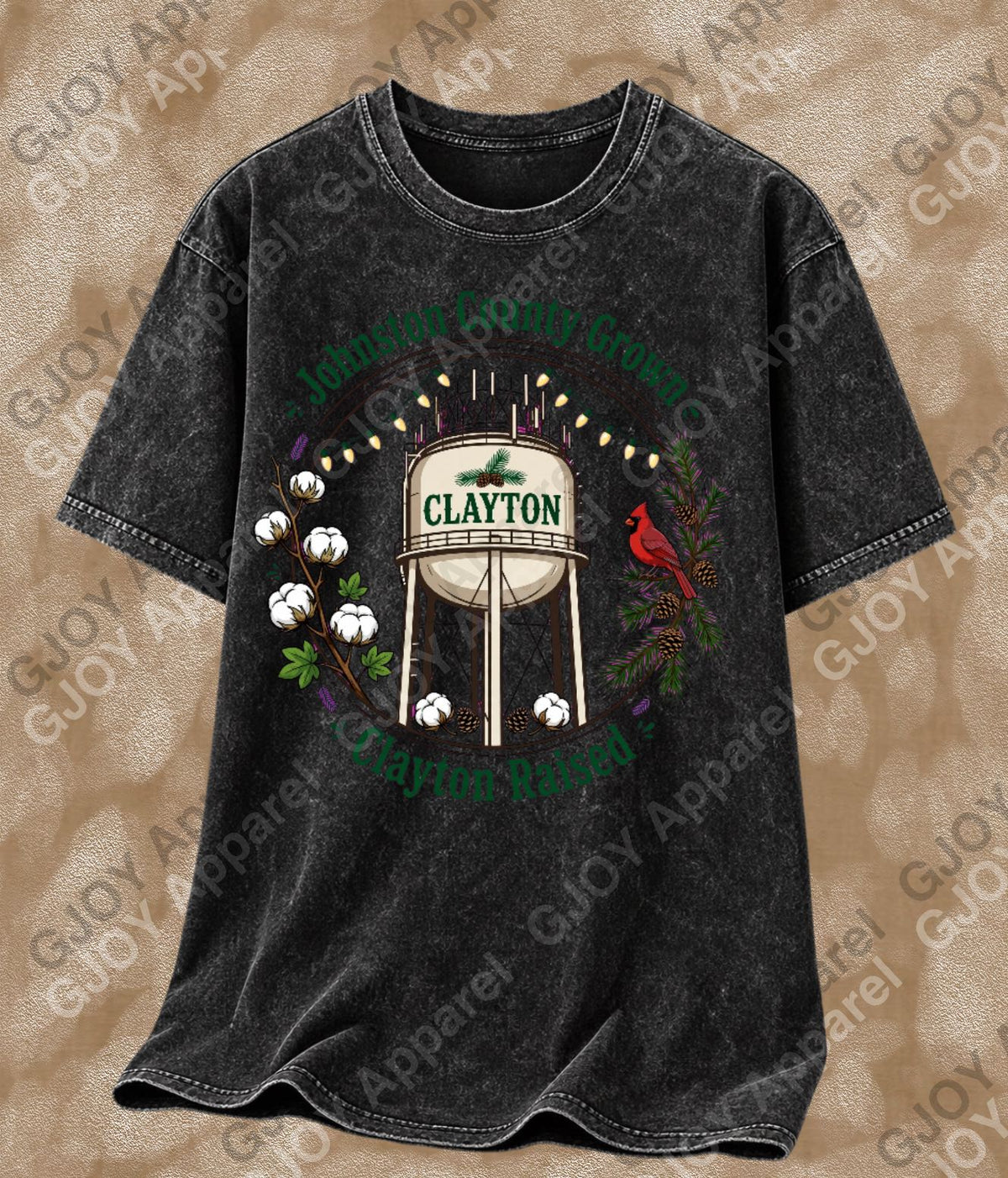 Johnston County Crown Vintage Acid Wash T-Shirt | NC Clayton Raised Unisex Oversized Graphic Tee