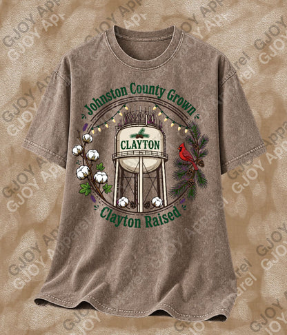 Johnston County Crown Vintage Acid Wash T-Shirt | NC Clayton Raised Unisex Oversized Graphic Tee