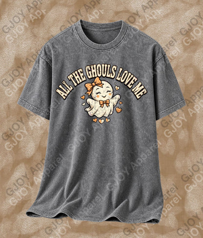 Halloween (101) All Ghouls Love me - Vintage | Stylish Acid Was Unisex Oversized Graphic Tee |Youth Gildan| Adult Gildan