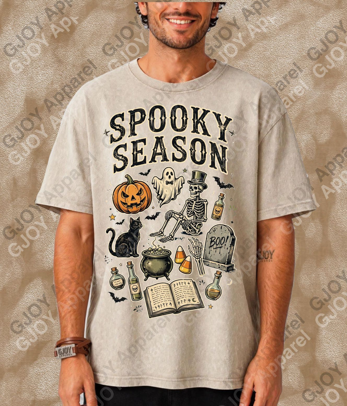 Halloween (107) Spooky Season  - Vintage Acid Wash T-Shirt | Stylish Unisex Oversized Graphic Tee |Youth Gildan| Adult Gildan
