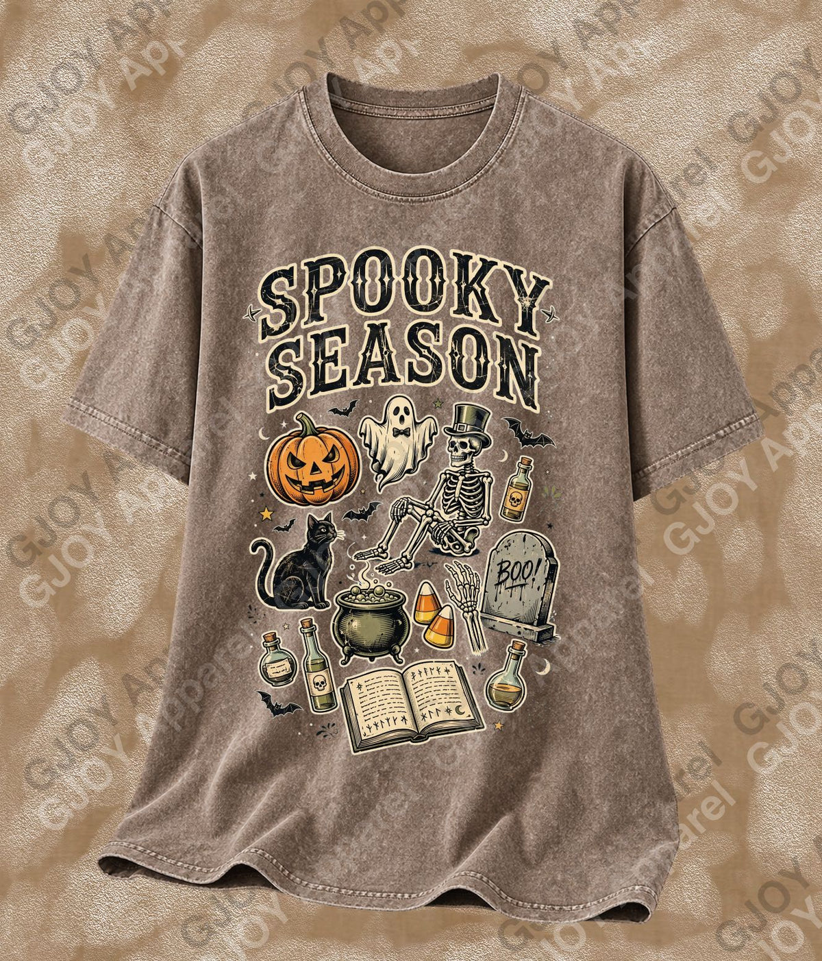 Halloween (107) Spooky Season  - Vintage Acid Wash T-Shirt | Stylish Unisex Oversized Graphic Tee |Youth Gildan| Adult Gildan