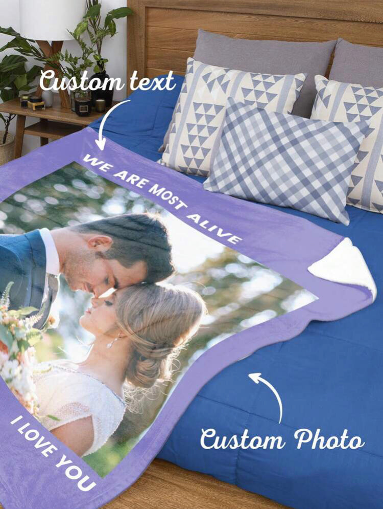 Customized blanket one photo and text