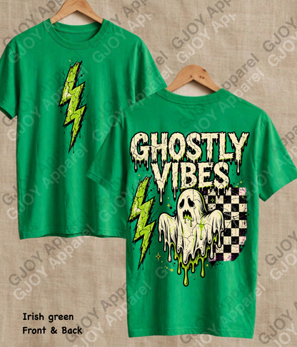 Halloween 104 Ghostly Vibes - Adult Vintage Stylish Acid Wash Unisex Oversized Graphic Tee |Youth Gildan| Adult Gildan