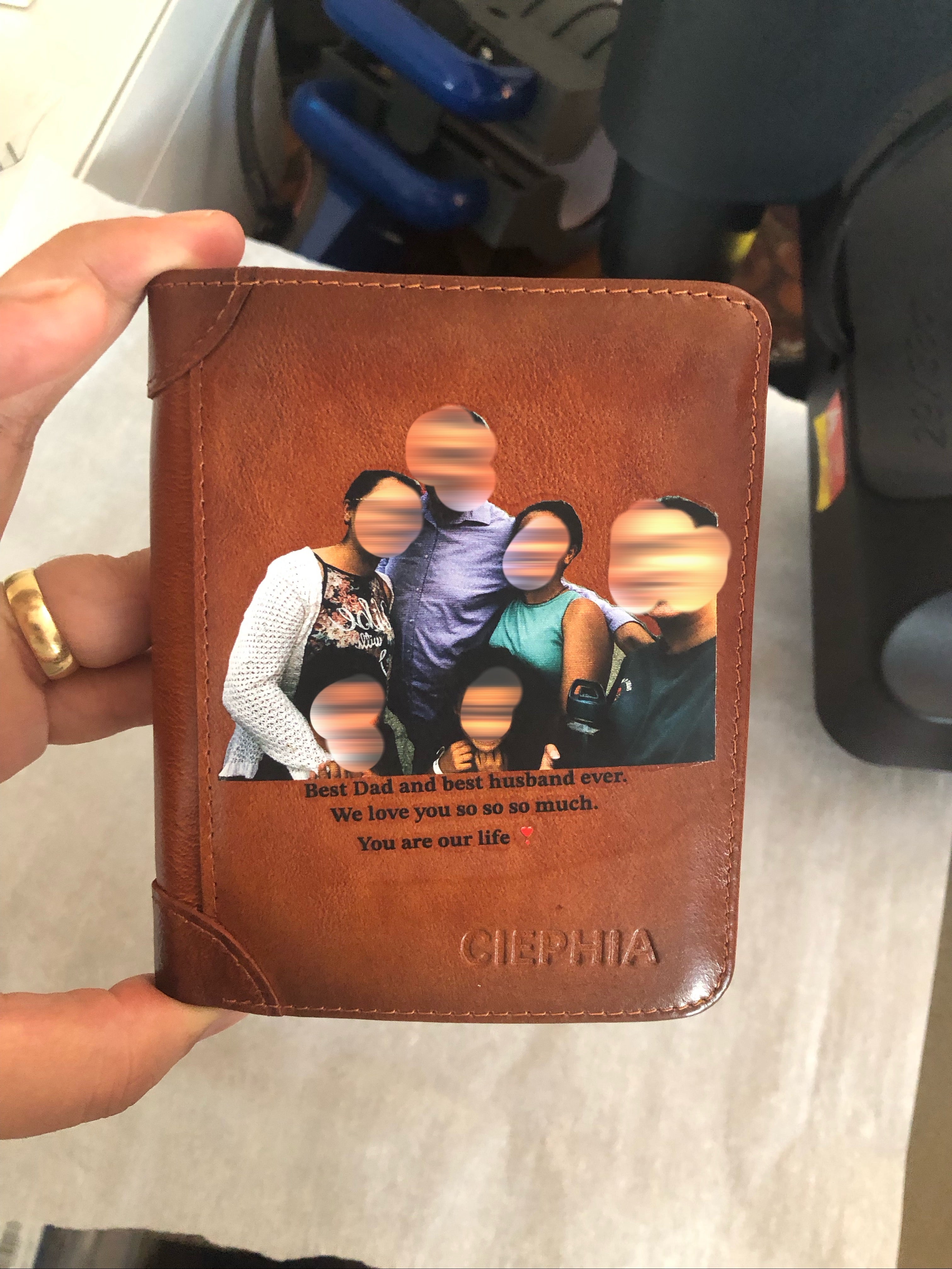 Ciephia RFID Blocking Leather Wallets for Men customize photo and text