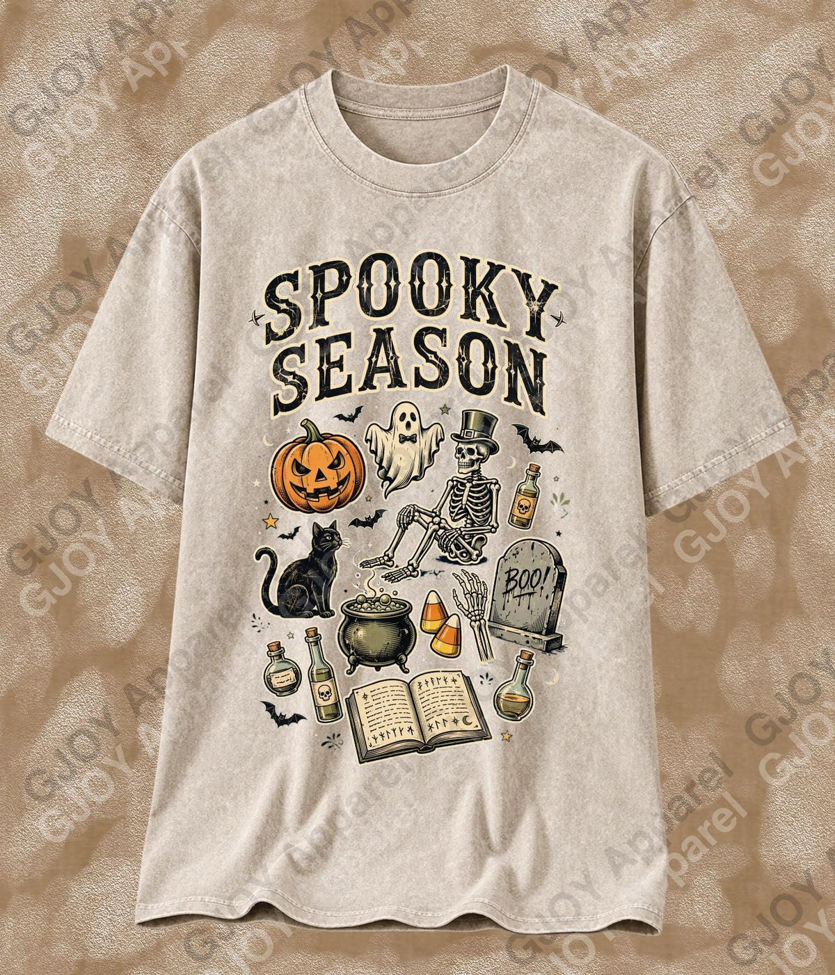 Halloween (107) Spooky Season  - Vintage Acid Wash T-Shirt | Stylish Unisex Oversized Graphic Tee |Youth Gildan| Adult Gildan