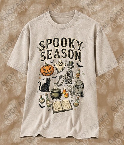 Halloween (107) Spooky Season  - Vintage Acid Wash T-Shirt | Stylish Unisex Oversized Graphic Tee |Youth Gildan| Adult Gildan