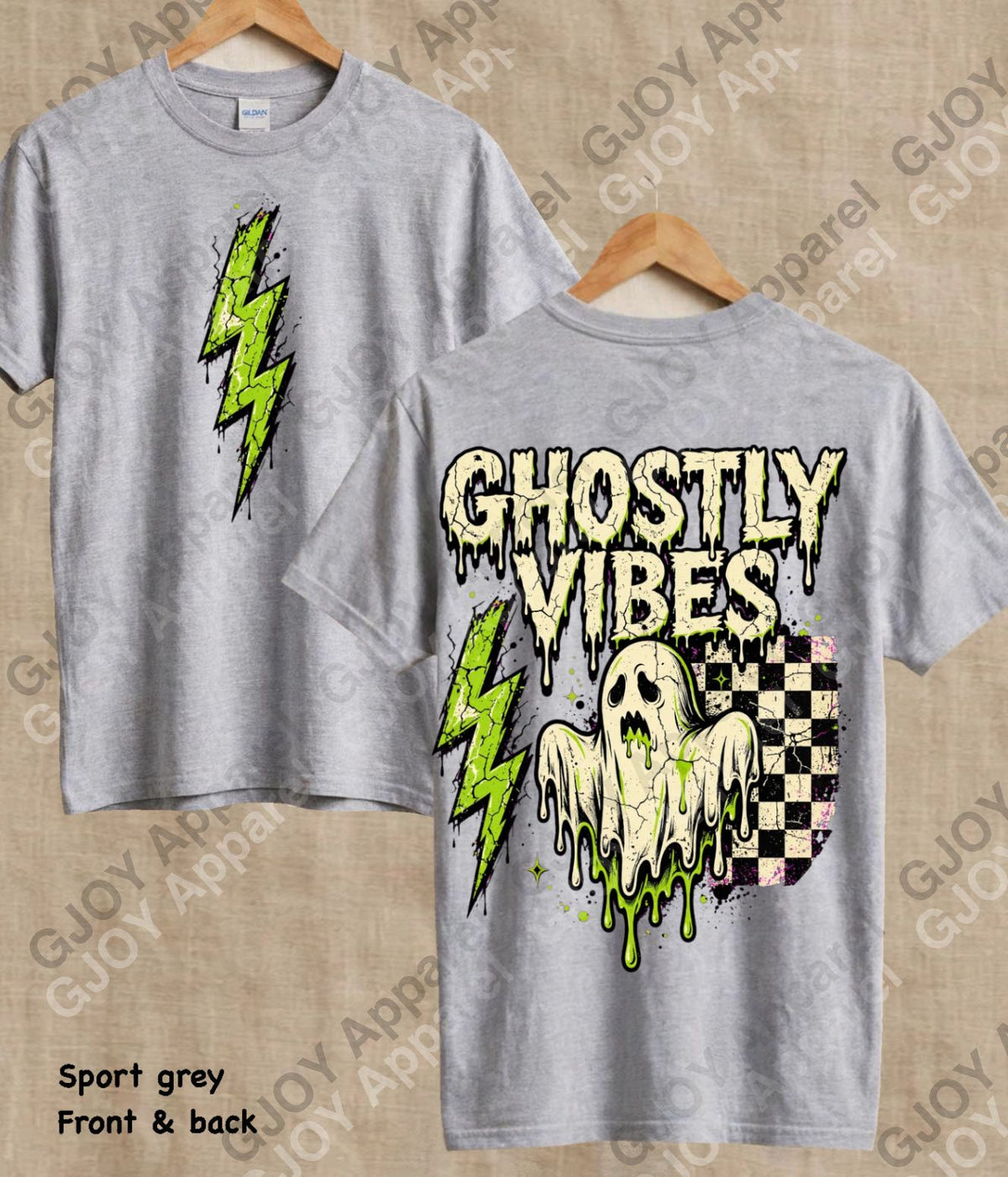 Halloween 104 Ghostly Vibes - Adult Vintage Stylish Acid Wash Unisex Oversized Graphic Tee |Youth Gildan| Adult Gildan
