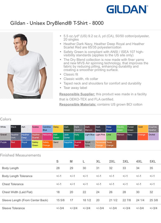 Customized Unisex Dryblend® T-Shirt - Gildan 8000