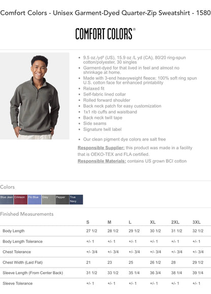 Customized Unisex Garment-Dyed Quarter-Zip Sweatshirt - Comfort Colors 1580