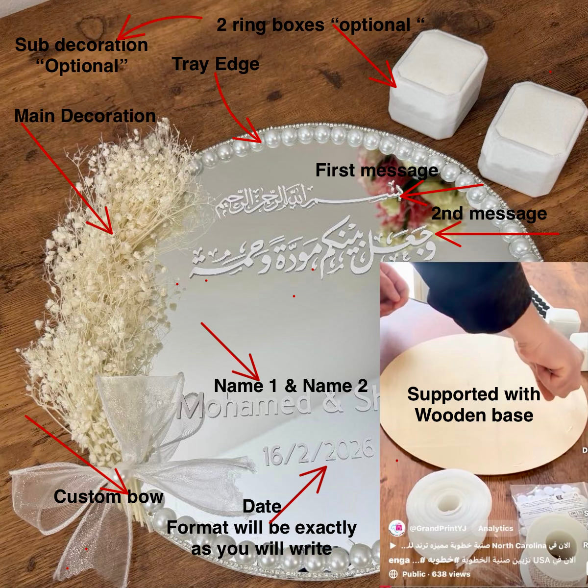 Personalized engagement ring tray