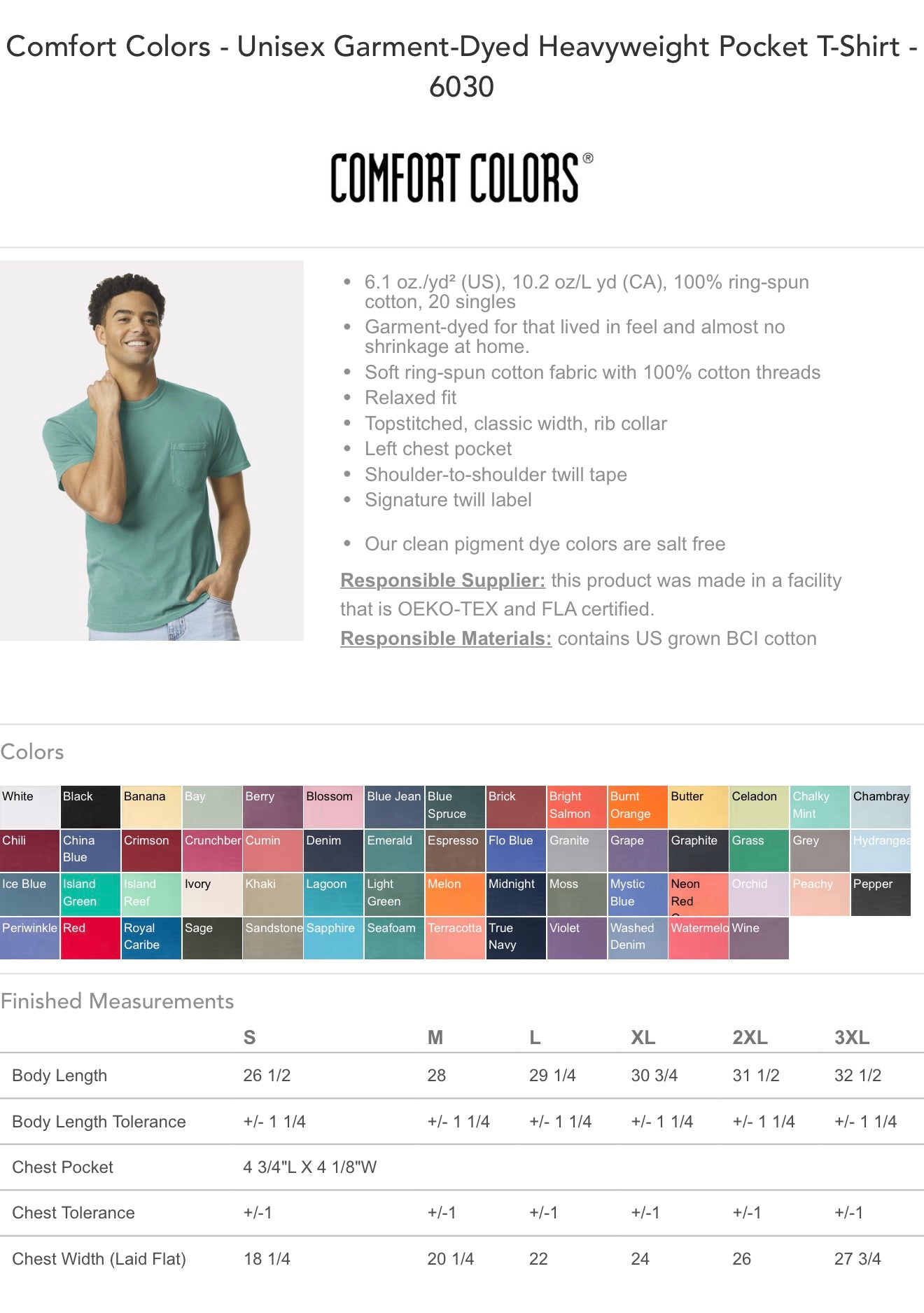 Customized Unisex Garment-Dyed Heavyweight Pocket T-Shirt - Comfort Colors 6030