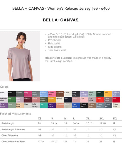 Customized Women’S Relaxed Jersey Tee - BELLA + CANVAS 6400