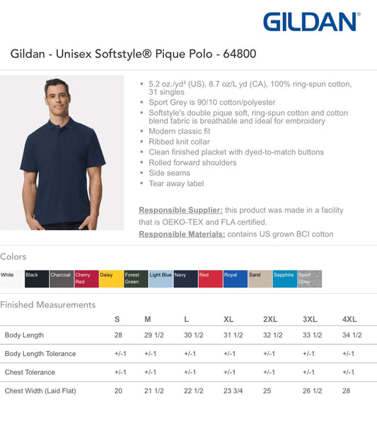 Customized Unisex Softstyle® Pique Polo - 64800