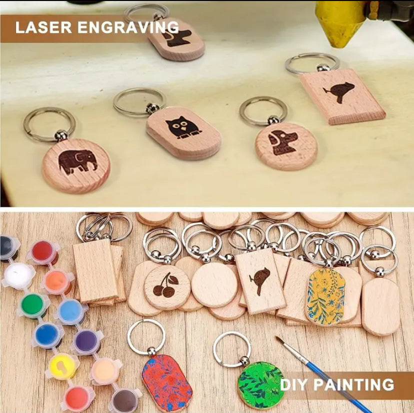 Personalized wooden keychain Laser engraving on wooden keychain