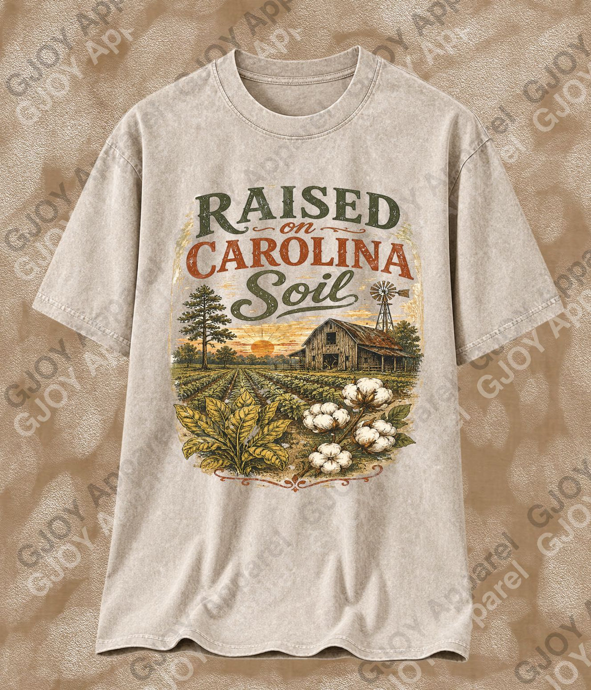 Raised On Carolina Soil Vintage Acid Wash T-Shirt | NC Unisex Oversized Graphic Tee
