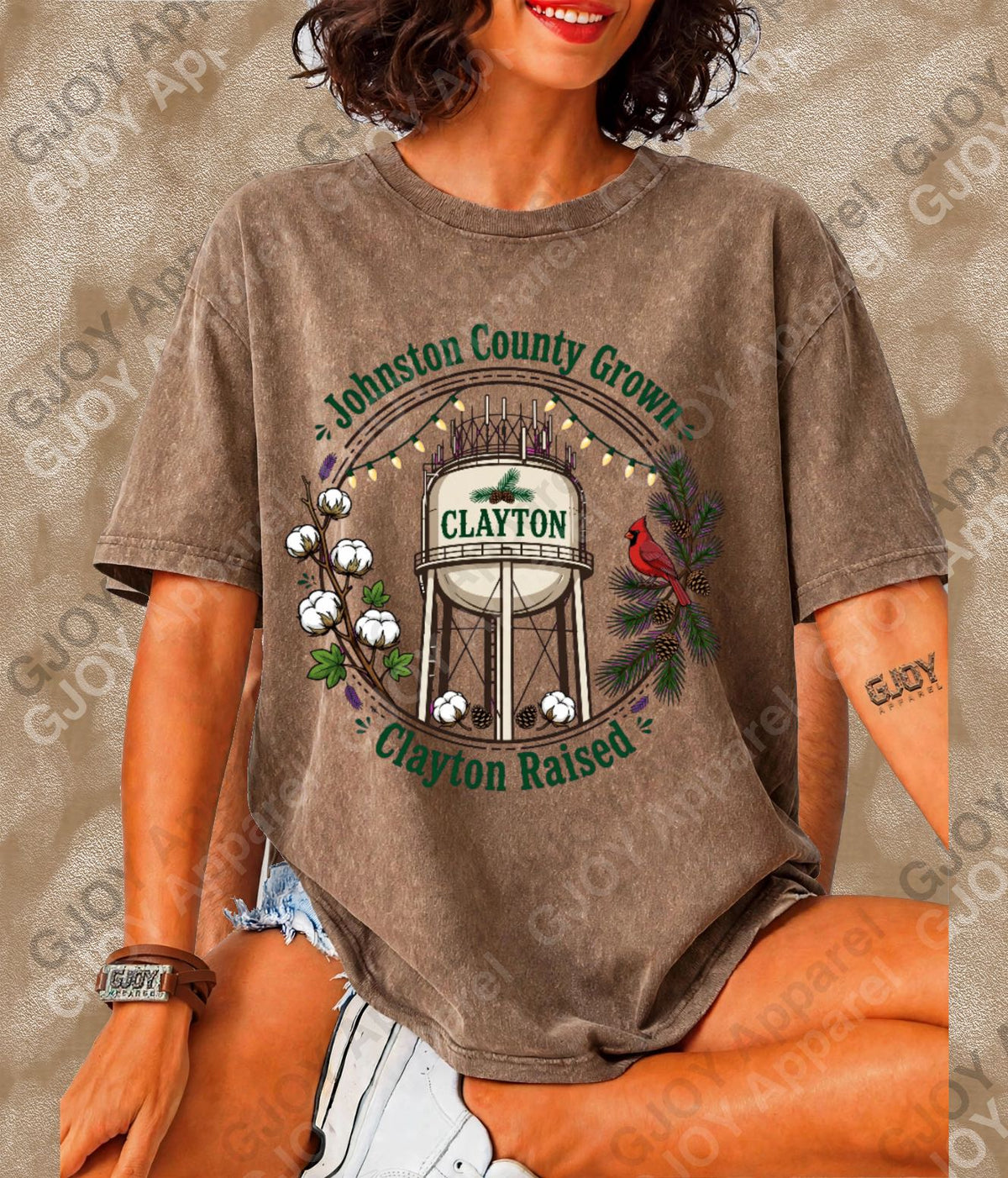 Johnston County Crown Vintage Acid Wash T-Shirt | NC Clayton Raised Unisex Oversized Graphic Tee