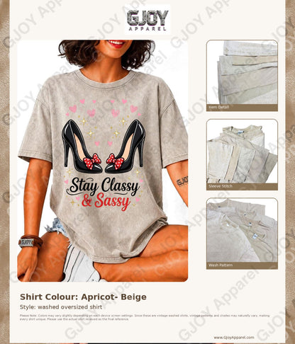 Stay Classy and Sassy - Vintage Acid Wash T-Shirt | Stylish Unisex Oversized Graphic Tee
