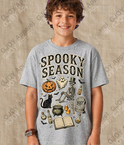 Halloween (107) Spooky Season  - Vintage Acid Wash T-Shirt | Stylish Unisex Oversized Graphic Tee |Youth Gildan| Adult Gildan