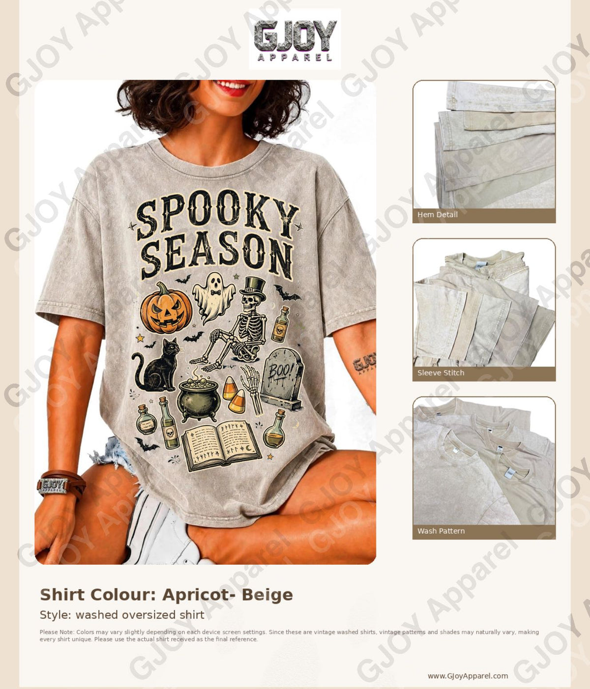 Halloween (107) Spooky Season  - Vintage Acid Wash T-Shirt | Stylish Unisex Oversized Graphic Tee |Youth Gildan| Adult Gildan