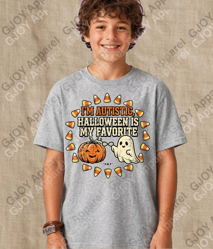 Halloween (102) Autism Halloween is my Favourite - Adult Vintage Stylish Acid Was Unisex Oversized Graphic Tee |Youth Gildan| Adult Gildan