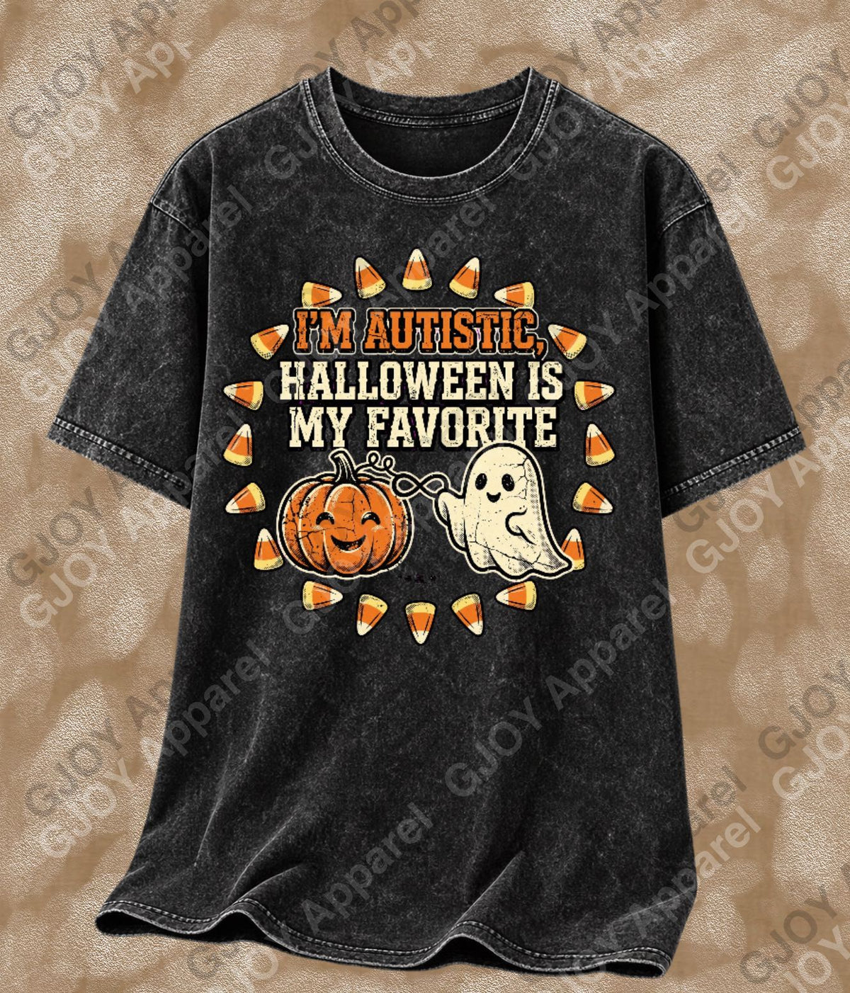 Halloween (102) Autism Halloween is my Favourite - Adult Vintage Stylish Acid Was Unisex Oversized Graphic Tee |Youth Gildan| Adult Gildan