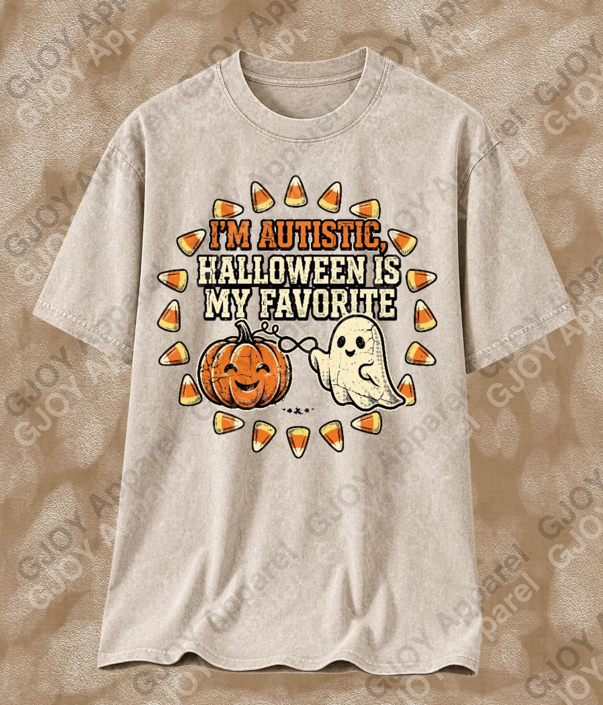 Halloween (102) Autism Halloween is my Favourite - Adult Vintage Stylish Acid Was Unisex Oversized Graphic Tee |Youth Gildan| Adult Gildan
